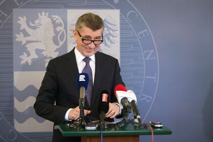 Premiér v demisi Andrej Babiš vystoupil 28. března 2018 v Poděbradech na tiskové konferenci na závěr návštěvy ve Středočeském kraji.