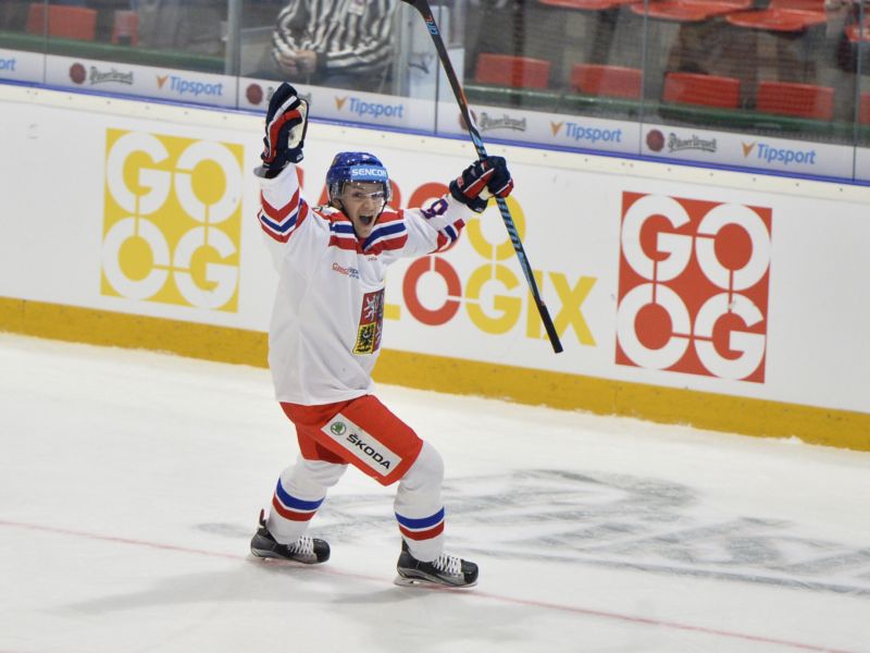 Jakub Galvas slaví první reprezentační gól.