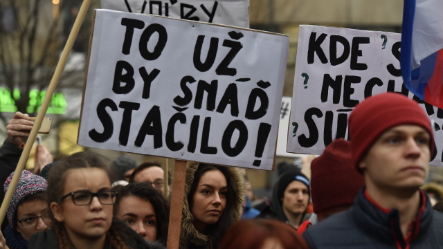 Demonstrace na Václavském náměstí.