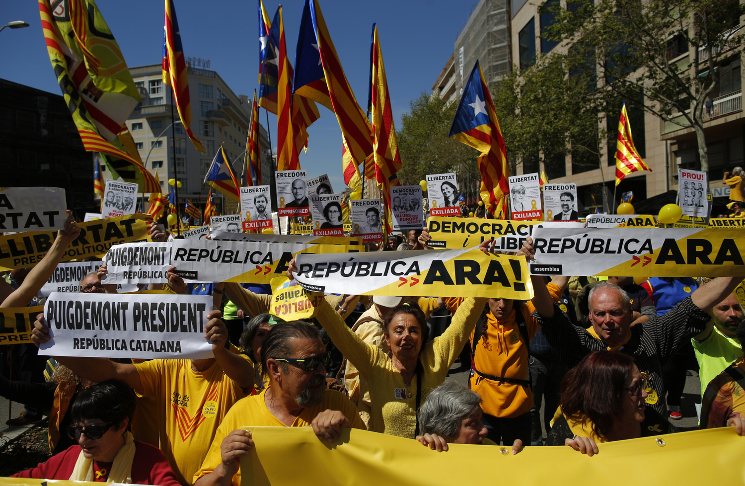 Demonstrace v Barceloně.