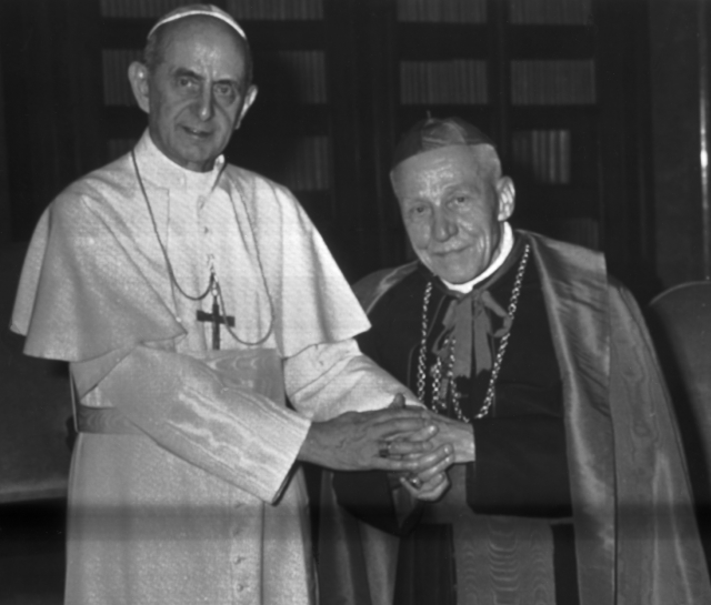Kardinál Josef Beran (vlevo) na audienci u papeže Pavla VI.