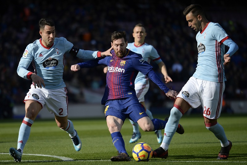 Lionel Messi v zápase španělské ligy proti Celtě Vigo.