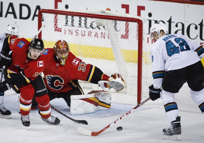 David Rittich v dresu Calgary Flames.