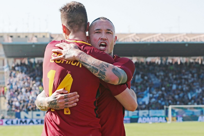 Patrik Schick se v dresu AS Řím trefil proti Ferraře. 