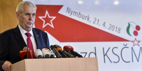 Český prezident Miloš Zeman na sjezdu KSČM.