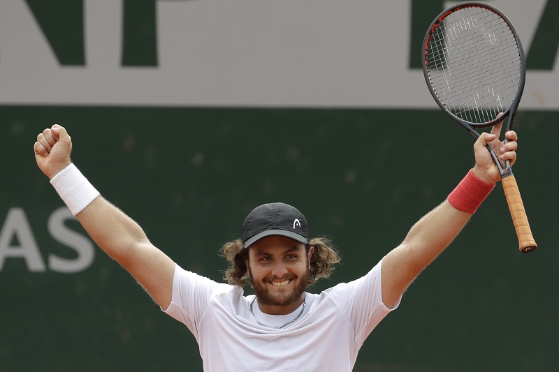 Trungelliti se raduje z překvapivého vítězství v prvním kole French Open.