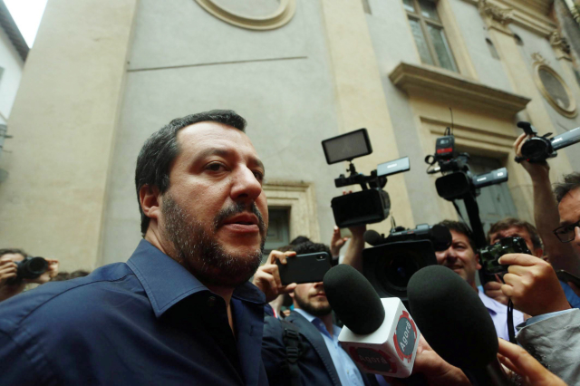 Šéf euroskeptické a protiimigrační Ligy Matteo Salvini. 