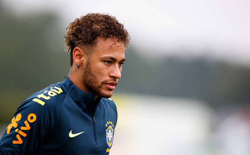 Neymar během tréninku před blížícím se mistrovstvé světa.