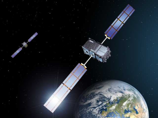 Evropský navigační systém Galileo na vizualizaci Evropské vesmírné agentury (ESA). 