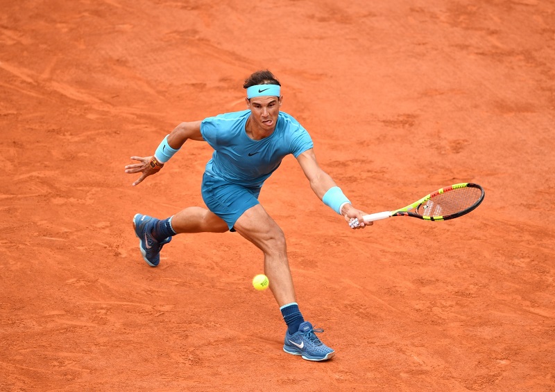 Rafael Nadal během finálového zápasu s Rakušanem Thiemem.