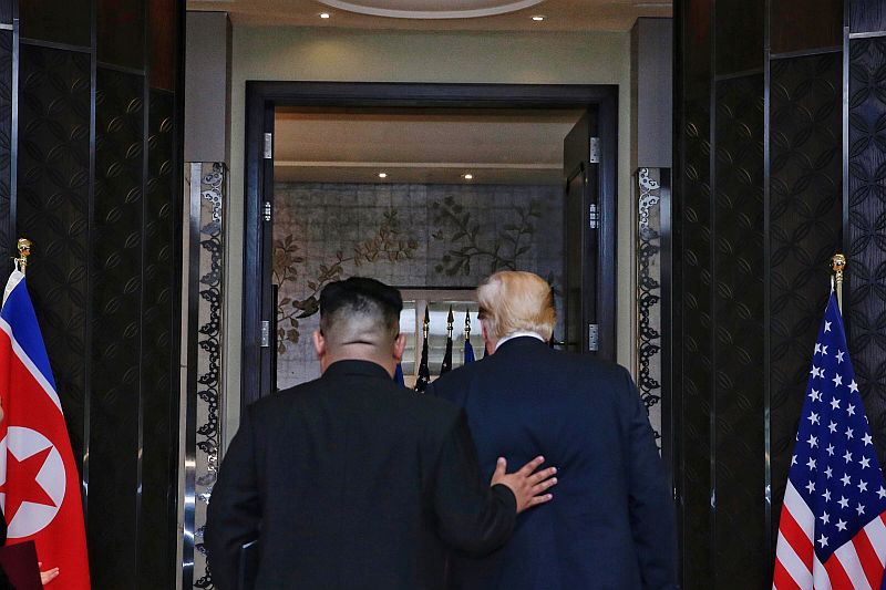Severokorejský vůdce Kim Čong-un a americký prezident Donald Trump. Severokorejský vůdce Kim Čong-un a americký prezident Donald Trump.