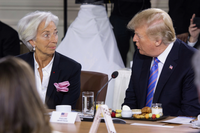 Šéfka MMF Christine Lagardeová a americký prezident Donald Trump.