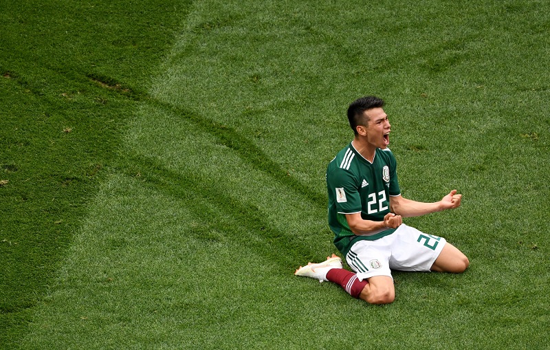 Radost mexického střelce po jediné trefě proti Německu.