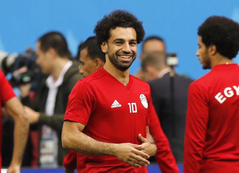 Salah byl v jednom z tréninků v dobré náladě. Salah byl v jednom z tréninků v dobré náladě.