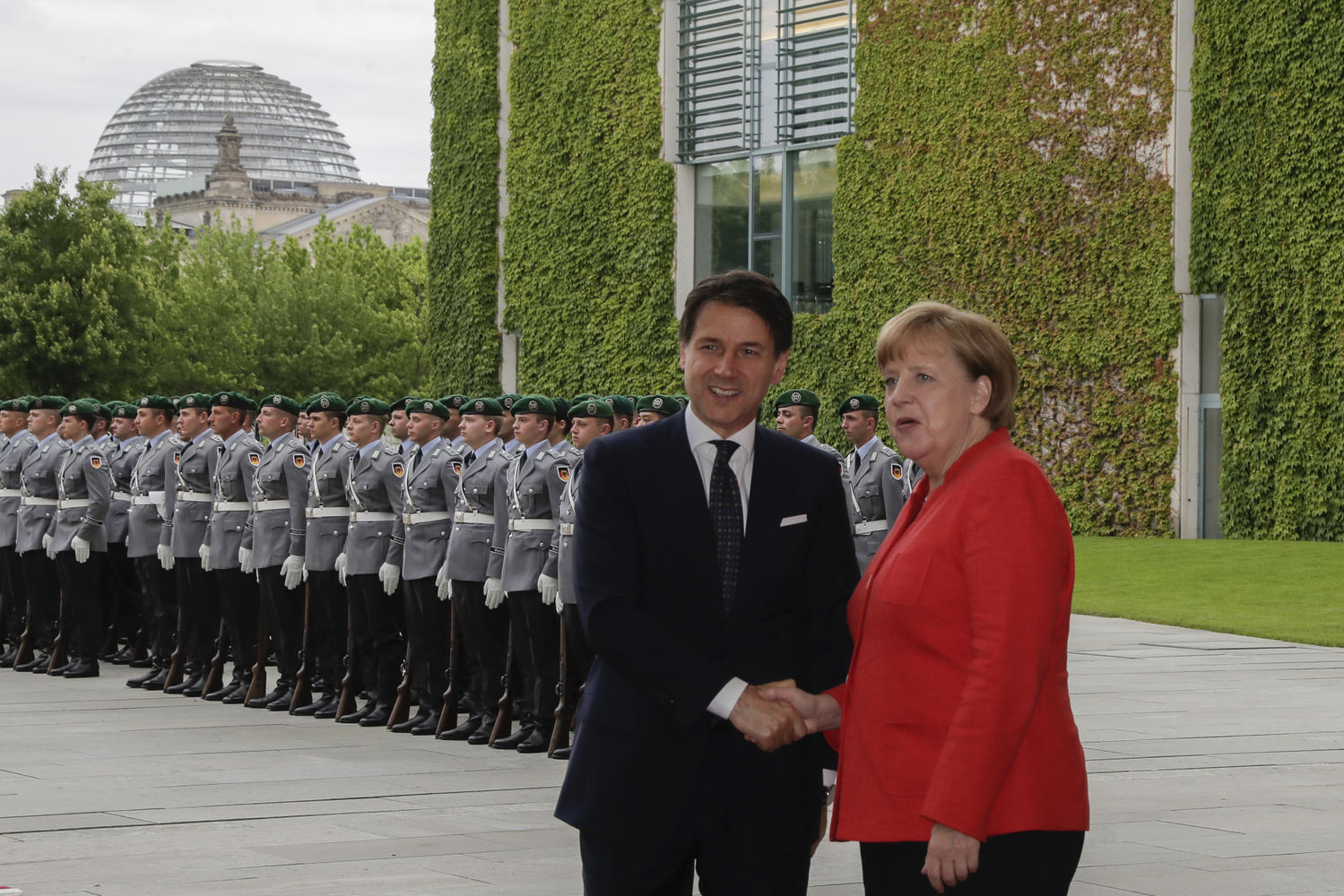 Německá kancléřka Angela Merkelová a italský premiér Giuseppe Conte.