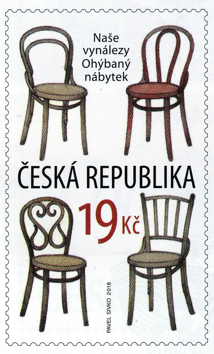 Nová známka s motivy ohýbaného nábytku. Nová známka s motivy ohýbaného nábytku.