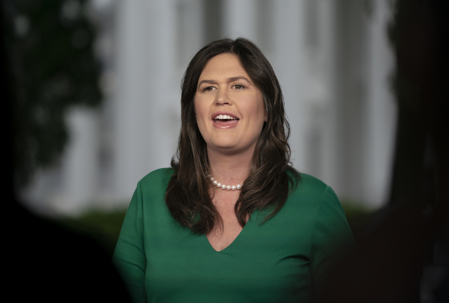 Trumpova mluvčí Sarah Huckabeeová Sandersová. Trumpova mluvčí Sarah Huckabeeová Sandersová.
