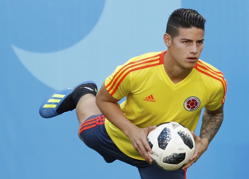James Rodríguez na tréninku Kolumbie v době, kdy ještě trénovat mohl. James Rodríguez na tréninku Kolumbie v době, kdy ještě trénovat mohl.