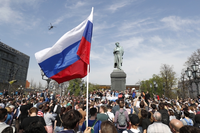 Protesty v Rusku (ilustrační foto). Protesty v Rusku (ilustrační foto).