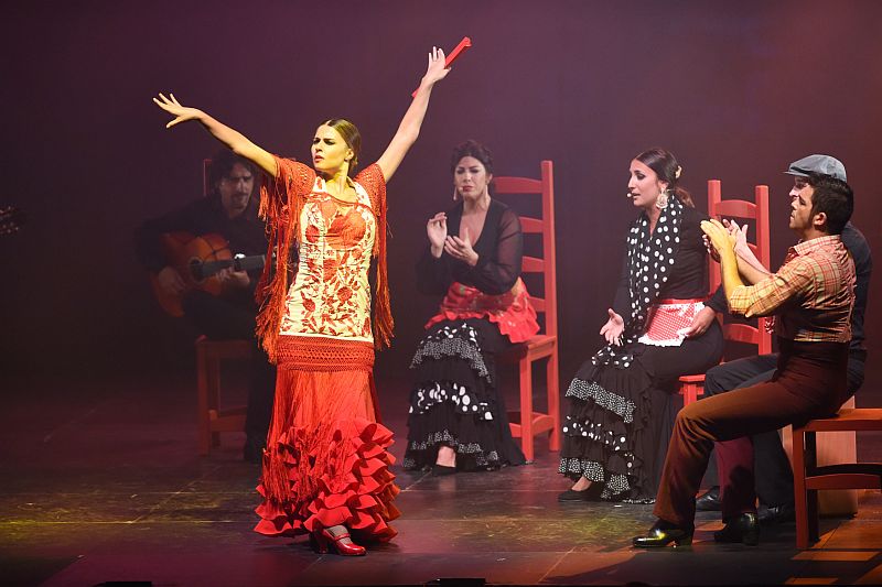 Tanečníci a hudebníci z Nuevo Ballet Espaňol během vystoupení na olomouckém festivalu Colores Flamencos v roce 2017.