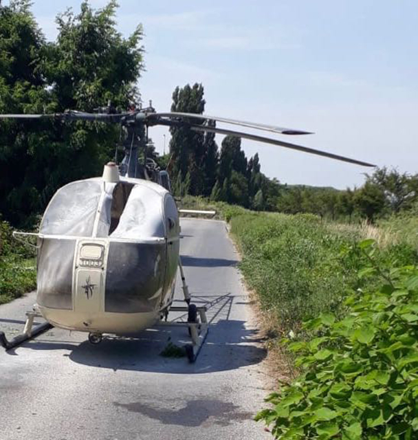 Helikoptéra, kterou unikl lupič Faid z vězení. 