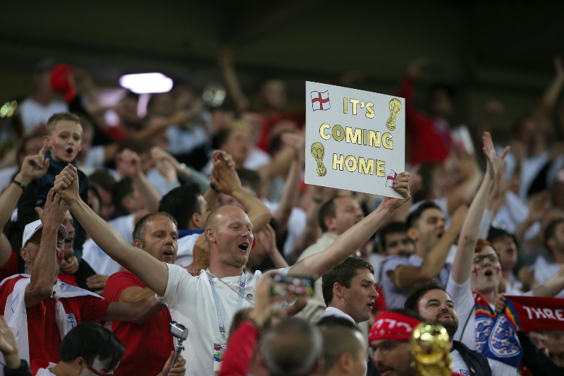 Fanoušci fotbalistů Anglie (ilustrační foto). Fanoušci fotbalistů Anglie (ilustrační foto).