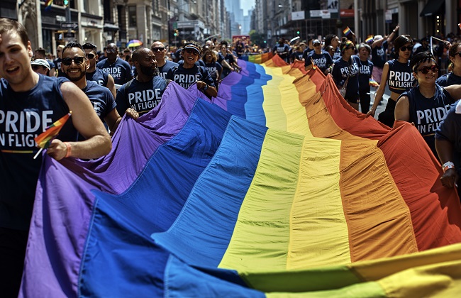 Snímek z průvodu LGBT v New Yorku.