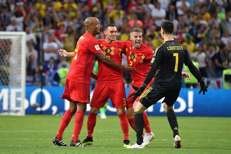 Radost Belgičanů po vstřeleném gólu ve čtvrtfinále MS.