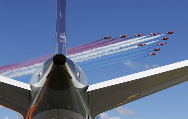 Aerosalon v Farnborough, ilustrační fotografie z minulého ročníku. 