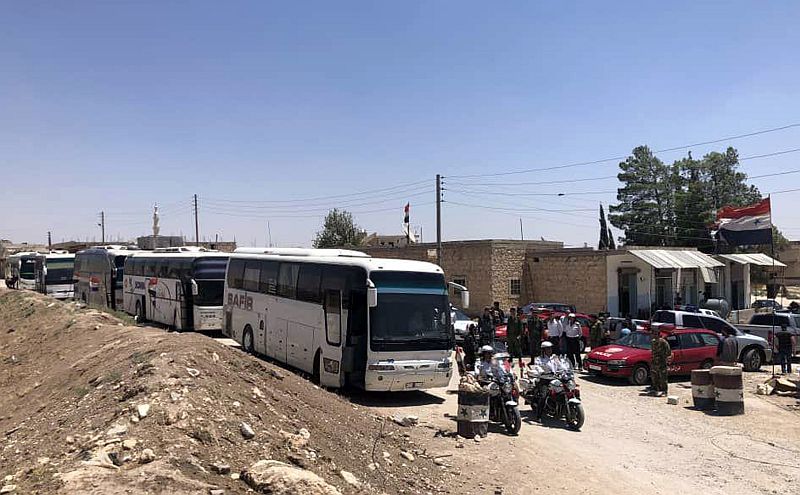 Evakuace syrských obyvatel z provincie Idlib.