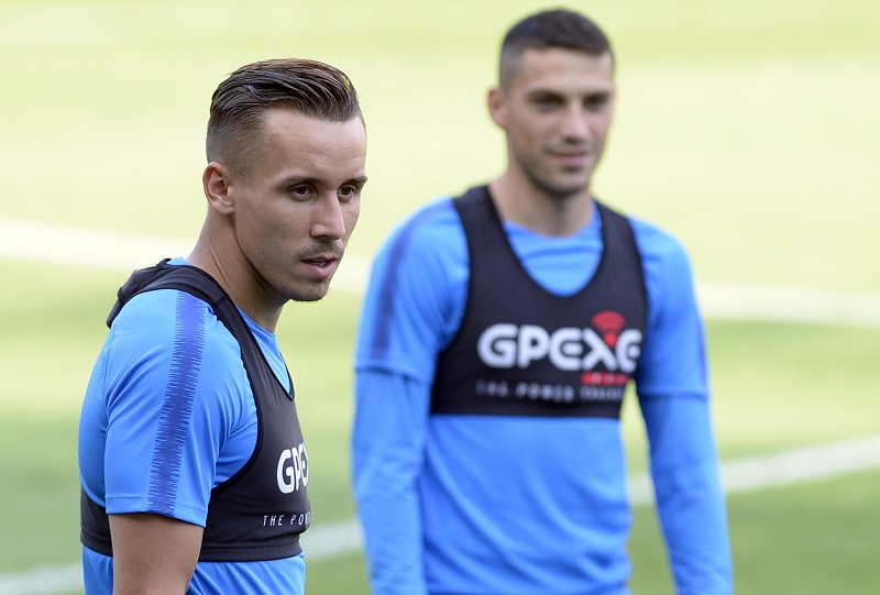 Josef Šural a Nicolae Stanciu na tréninku Sparty před odvetou předkola EL.