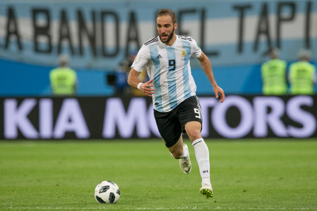 Gonzalo Higuaín v dresu argentinské reprezentace.