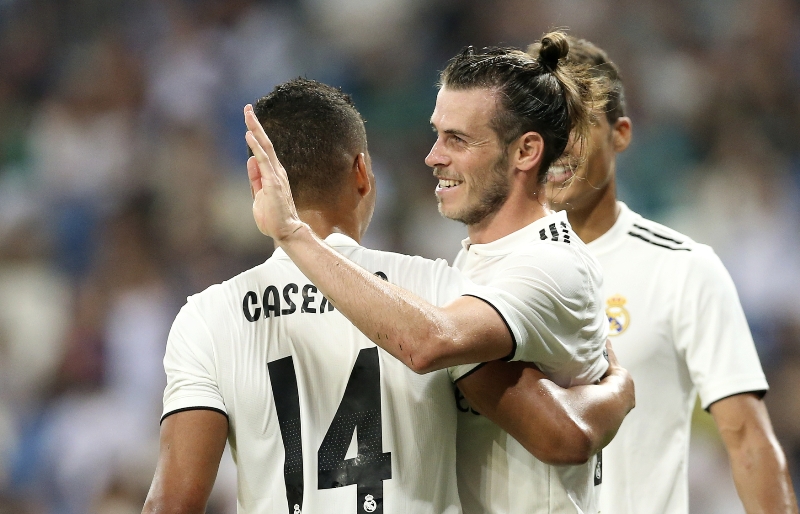 Fotbalisté Realu Madrid v čele s Garethem Balem. 