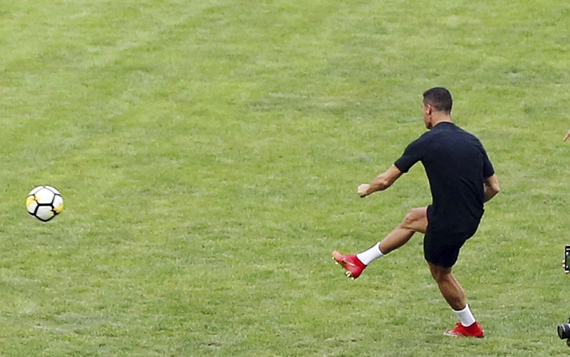Fotbalista Cristiano Ronaldo na jednom z tréninků Juventusu.