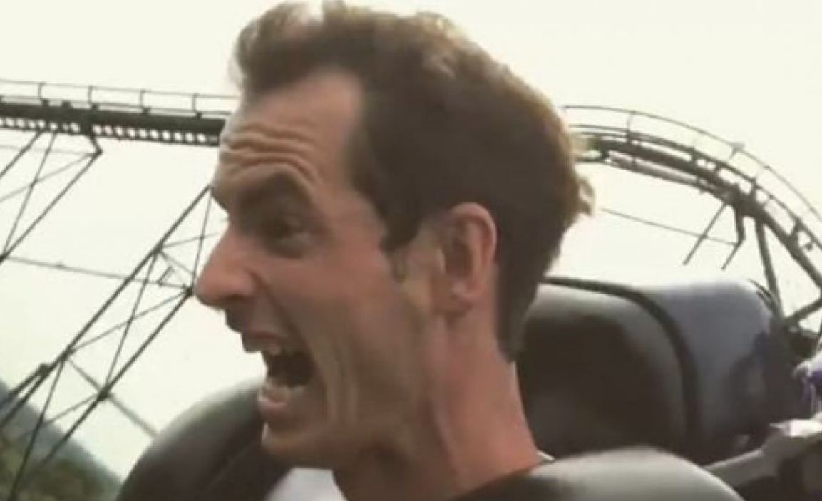 Tenista Andy Murray v zábavním parku v Ohiu. 