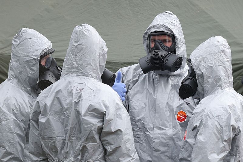 Chemická jednotka na místě činu v britském Salisbury.