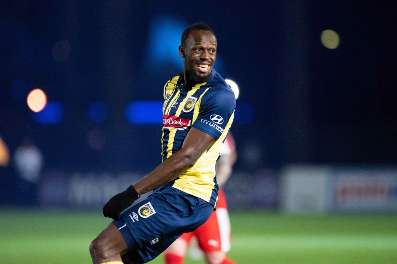 Usain Bolt si zahrál první zápas v Austrálii. Usain Bolt si zahrál první zápas v Austrálii.