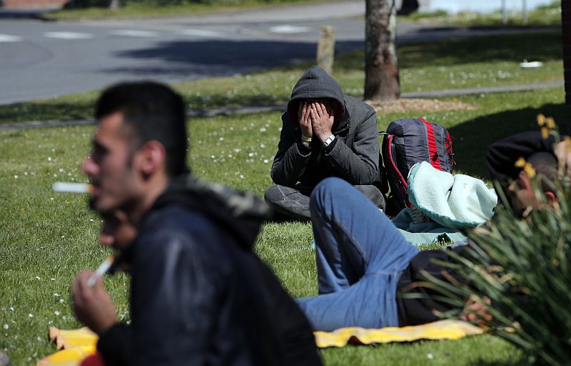Migranti v táboře Grande-Synthe v severní Francii. Snímek je letošního dubna. Migranti v táboře Grande-Synthe v severní Francii. Snímek je letošního dubna.