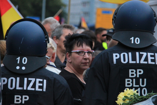Demonstrace v Chemnitzu.