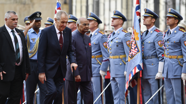 Indický prezident Rám Náth Kóvind a český prezident Miloš Zeman.