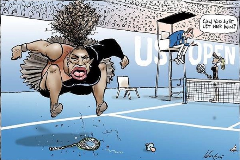 Australský kreslíř vytvořil karikaturu se Serenou Williamsovou.