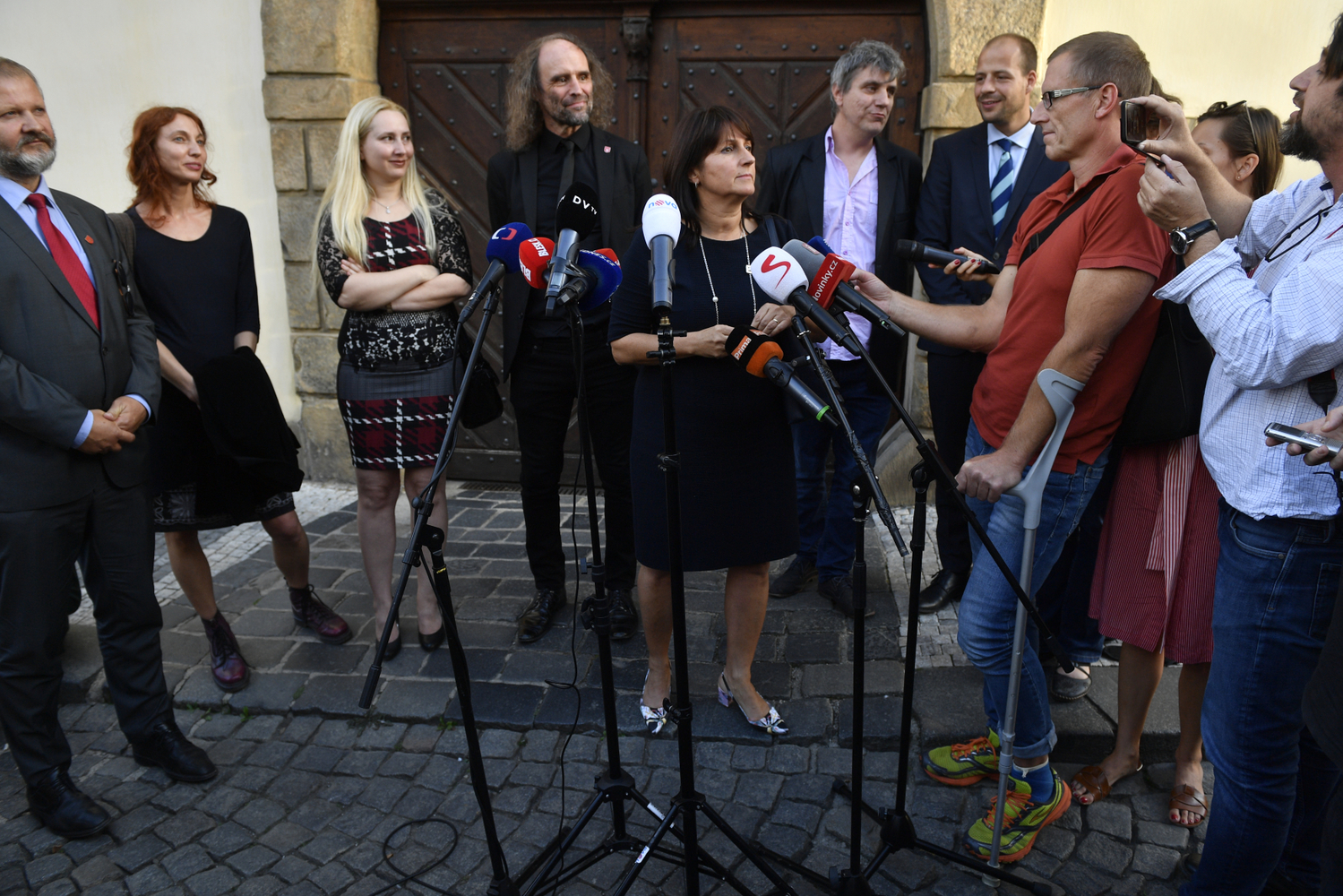 Europoslankyně Michaela Šojdrová a další členové jejího doprovodu hovořili s novináři po schůzce s premiérem Andrejem Babišem
