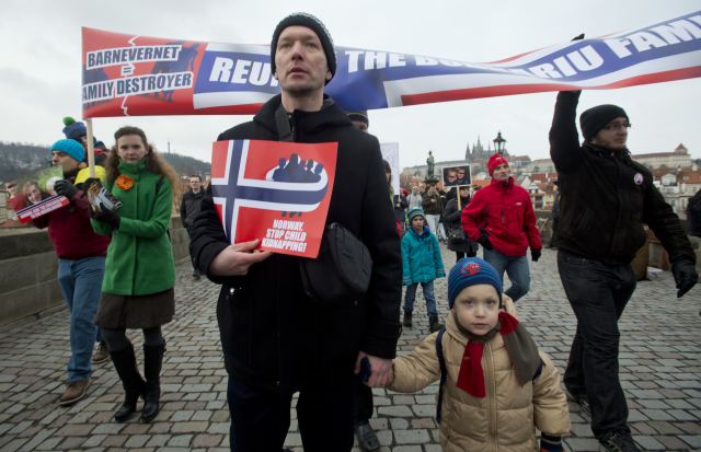 Jeden z protestů proti Barnevernetu. 