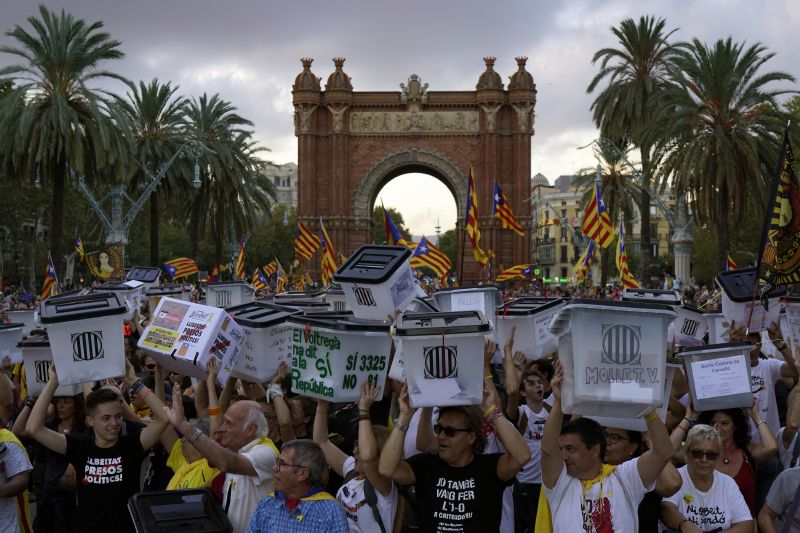 Demonstrace v Barceloně.