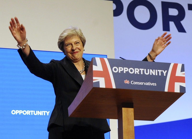 Britská premiérka Theresa Mayová na sjezdu konzervativců.