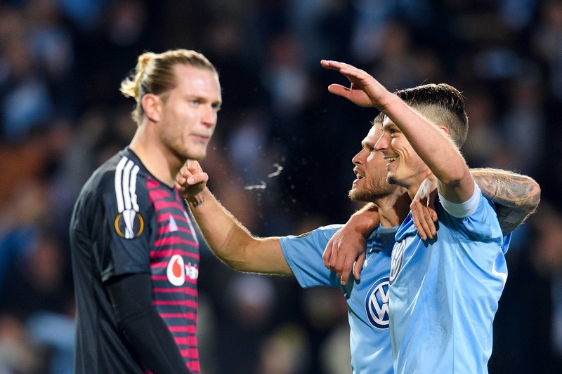 Loris Karius obdržel v utkání Evropské ligy na půdě Malmö zbytečný gól.