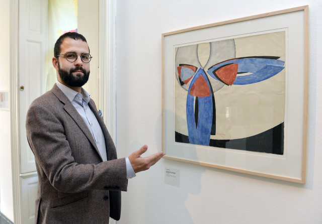 Ředitel Musea Kampa Jan Smetana při zahájení výstavy František Kupka: Legionář a vlastenec, 5. října 2018 v Praze. .