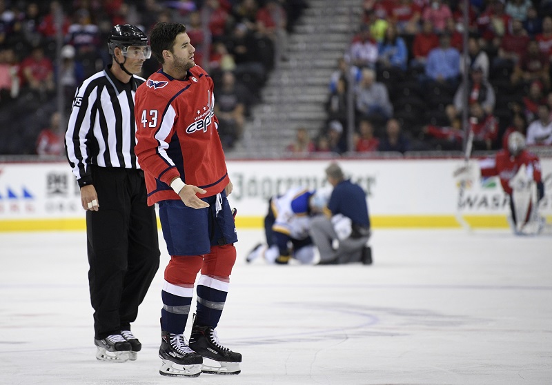 Útočník Washingtonu Tom Wilson. Útočník Washingtonu Tom Wilson.