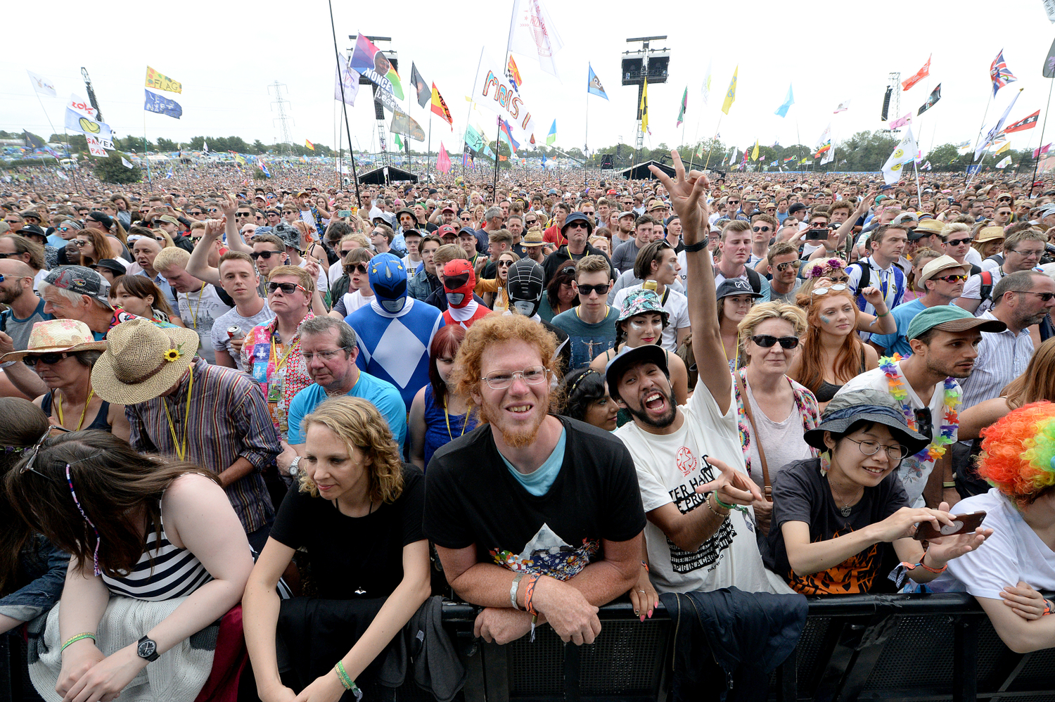 Fanoušci na festivalu Glastonbury, 2017.