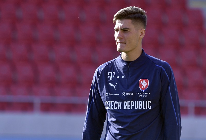 Útočník AS Řím Patrik Schick na tréninku české reprezentace.